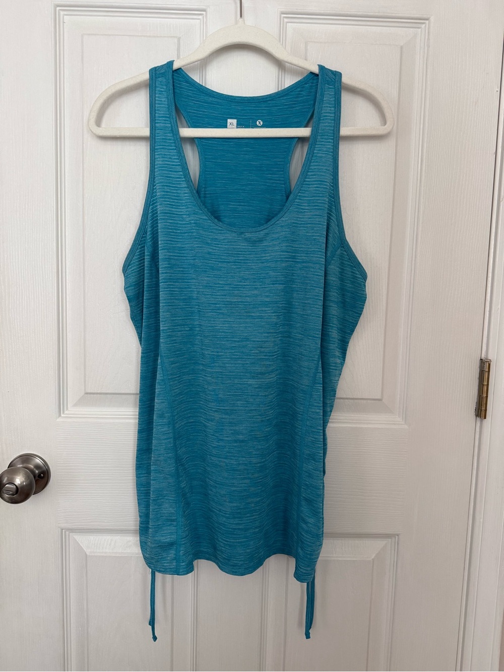 Xersion Teal Blue Athletic Racerback Tank with Side Drawstrings
